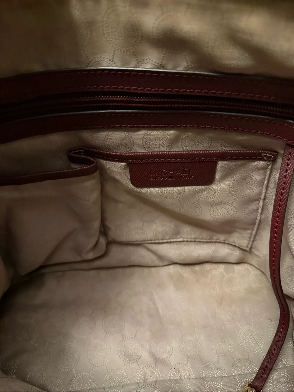 LIKE- NEW Michael Kors Charlotte Large Top Zip Tote Dark Cherry